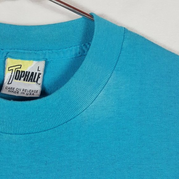 Vtg 80s Pedal Power Cyclist T-Shirt L Blue Single - Picture 6 of 6